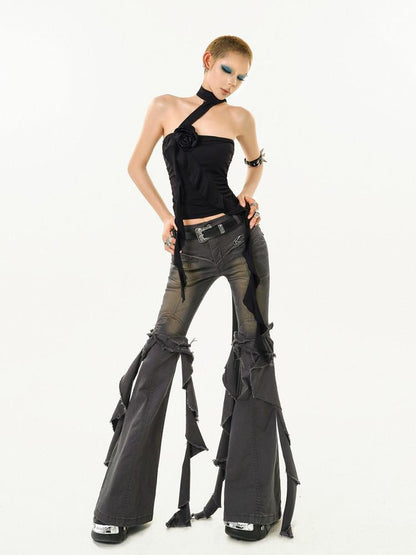 Nico Molly Black Dark Gothic Sexy Slim Fitted Niche Design Women&