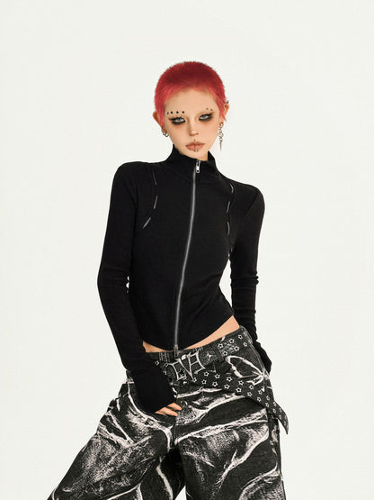 Nico Molly Black Dark Punk Wavy Washed Pleated Women&