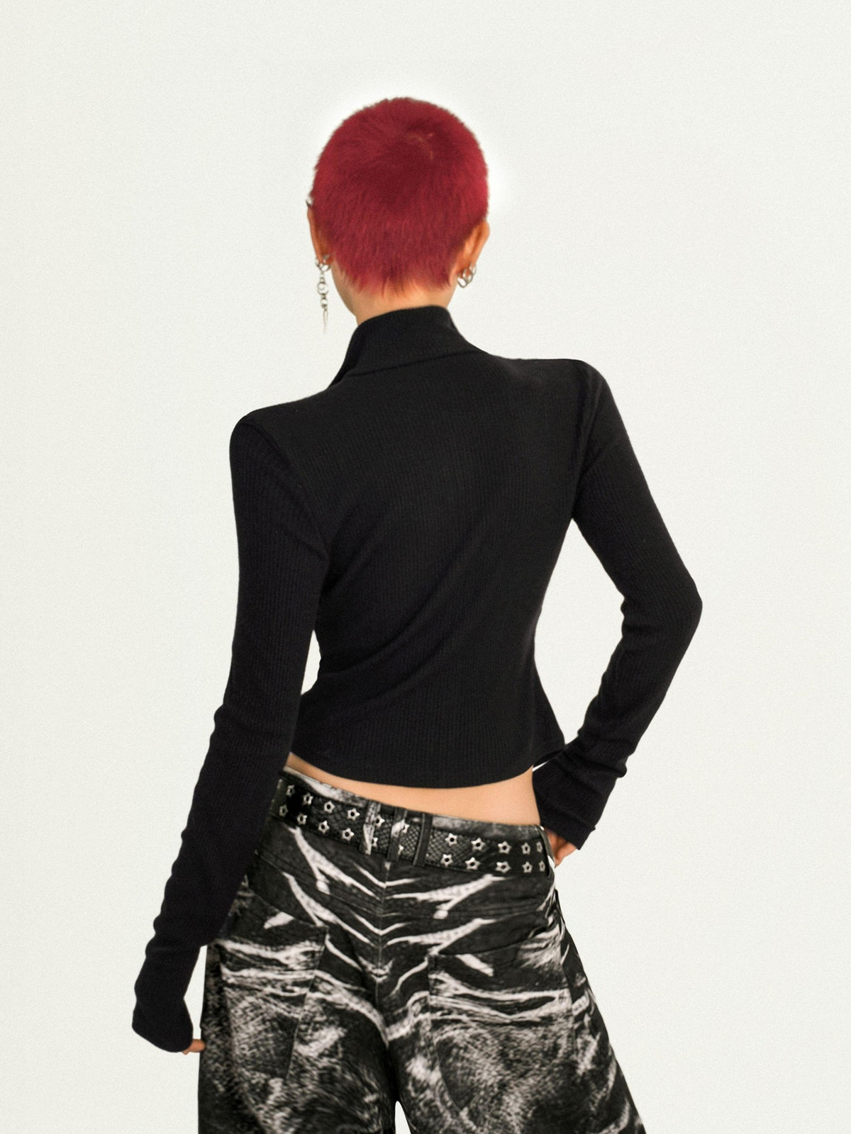 Nico Molly Black Dark Punk Wavy Washed Pleated Women&