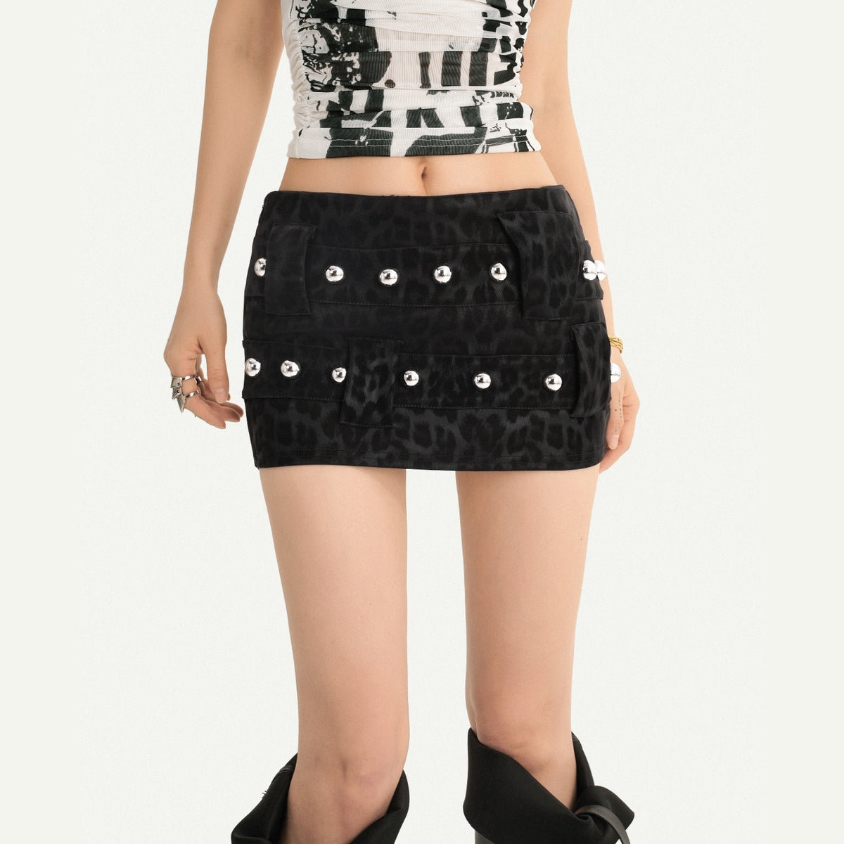 Nico_Molly_Black_Leopard_Print_Studded_Bodycon_Low_Waist_Women&