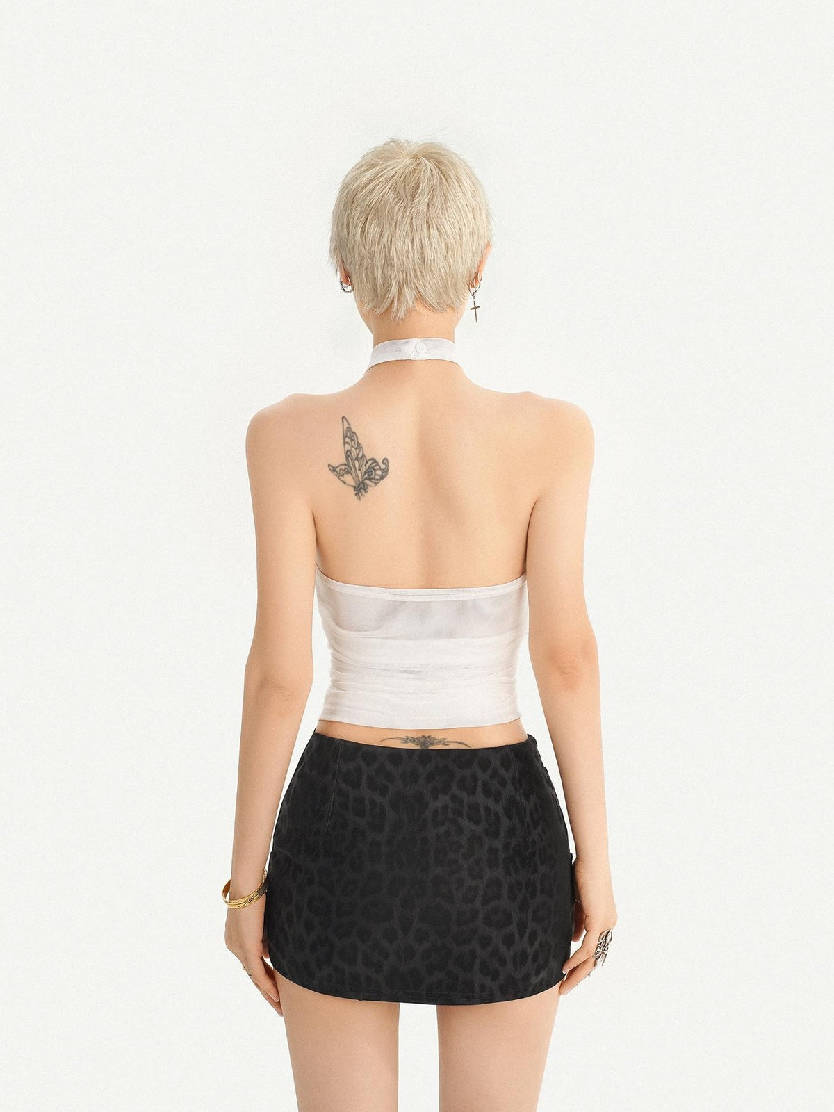 Nico Molly Black Leopard Print Studded Bodycon Low Waist Women&