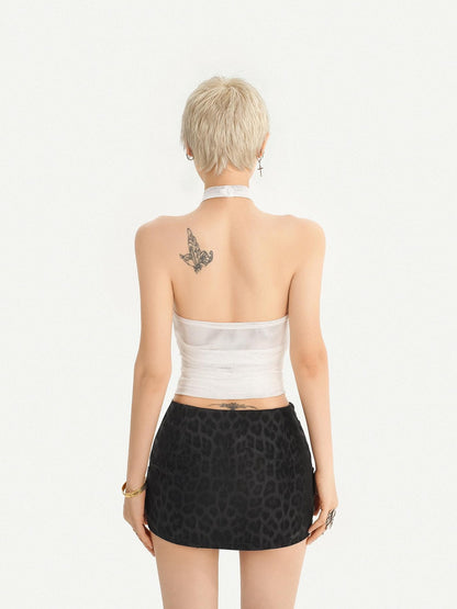 Nico Molly Black Leopard Print Studded Bodycon Low Waist Women&