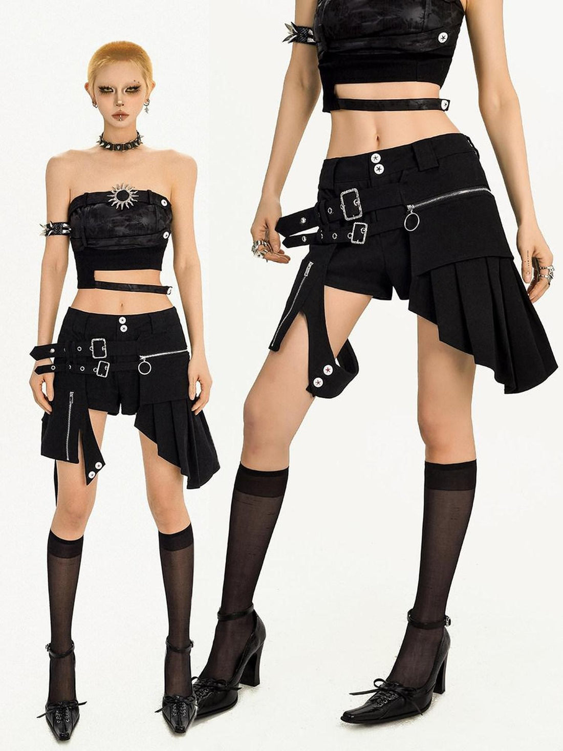 Nico Molly Black Original Punk Sexy Girl Straight Cut Natural Waist Women&