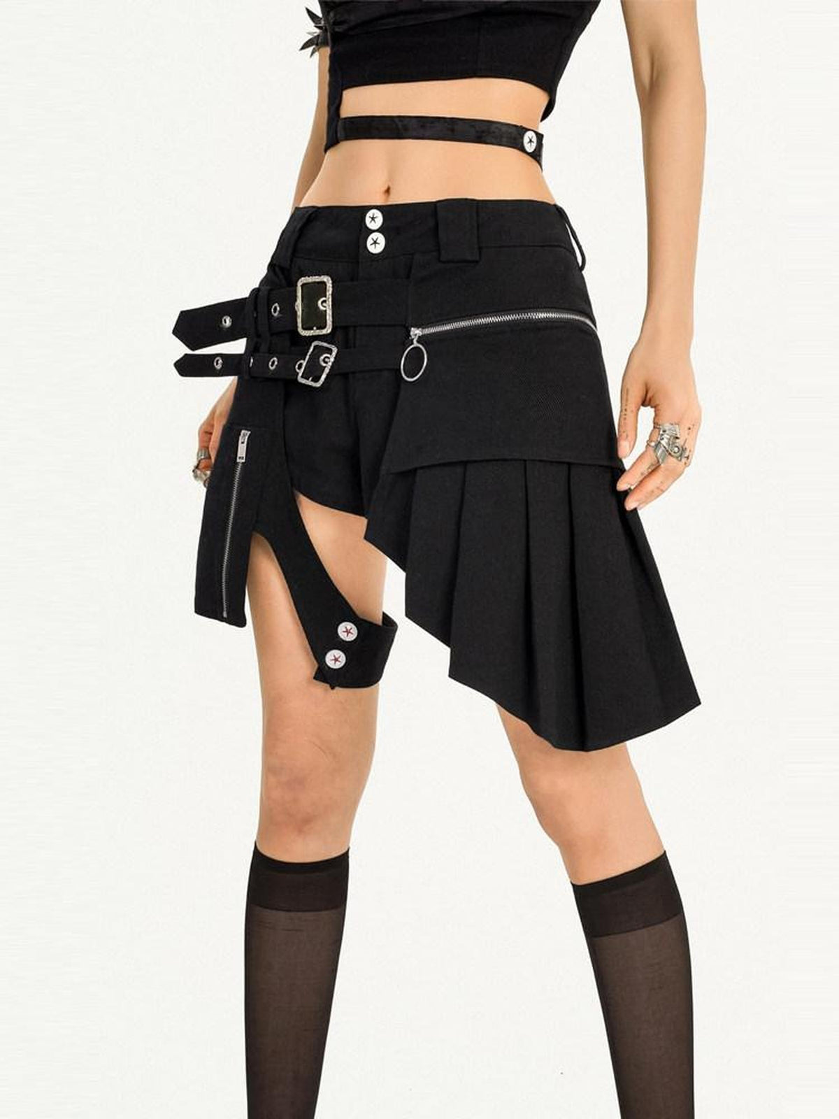 Nico Molly Black Original Punk Sexy Girl Straight Cut Natural Waist Women&