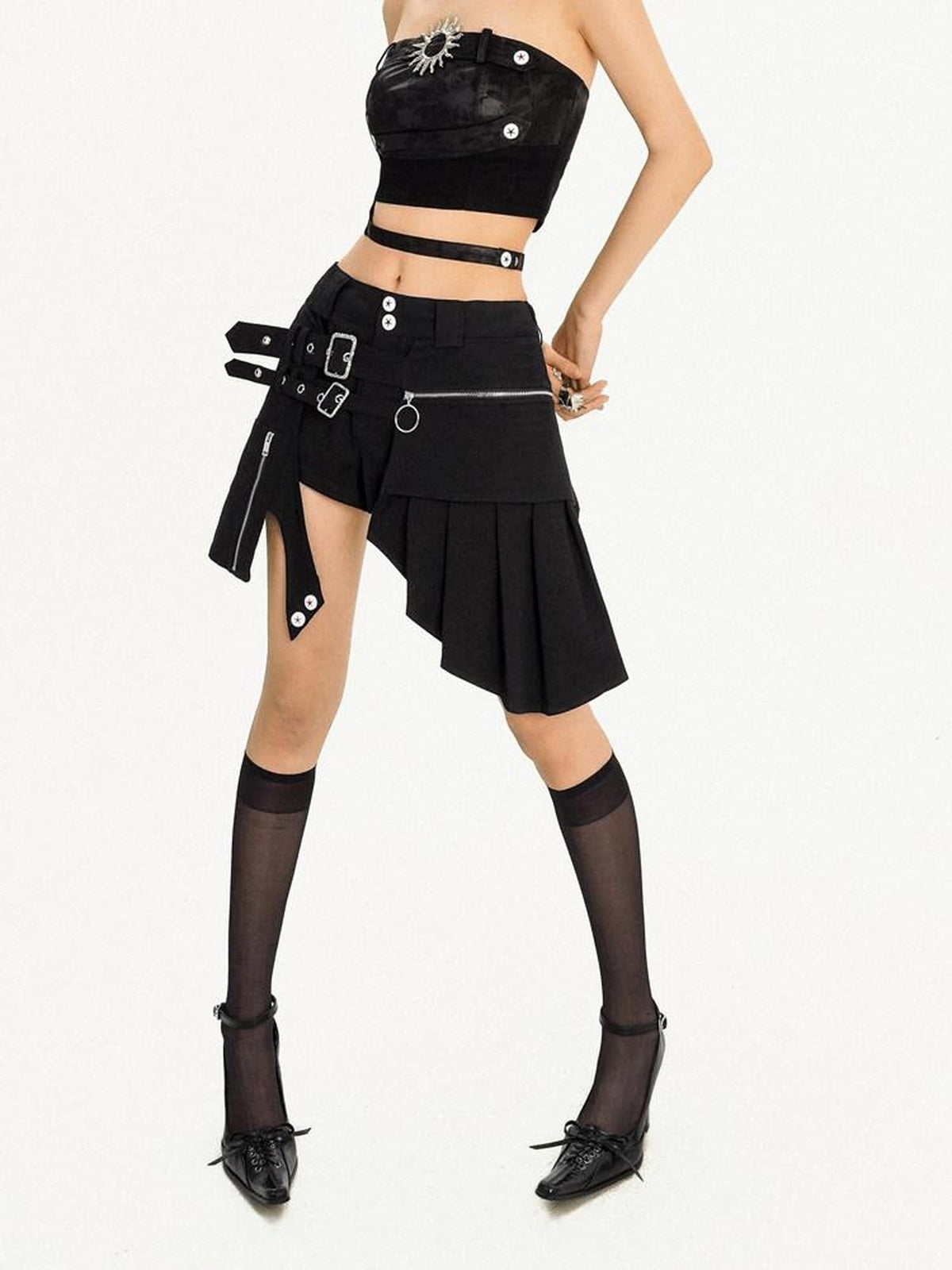 Nico Molly Black Original Punk Sexy Girl Straight Cut Natural Waist Women&