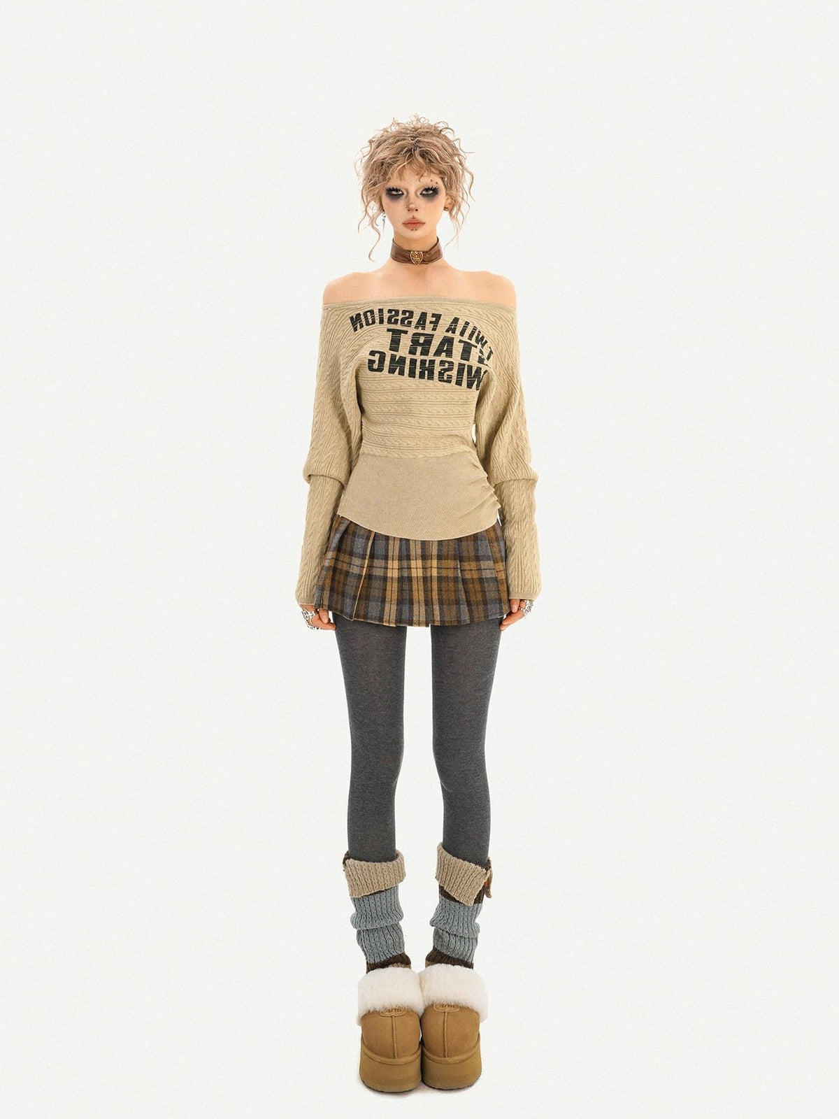 Nico Molly Black Plaid Pleated High Waist A Line Distressed Women&