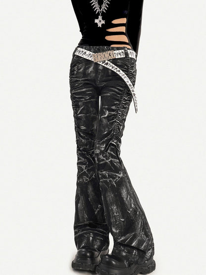 Nico Molly Black Punk Deconstructed Lightning Pleated Texture Women&