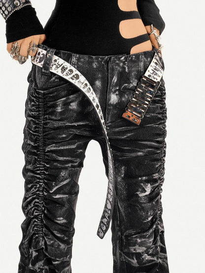 Nico Molly Black Punk Deconstructed Lightning Pleated Texture Women&