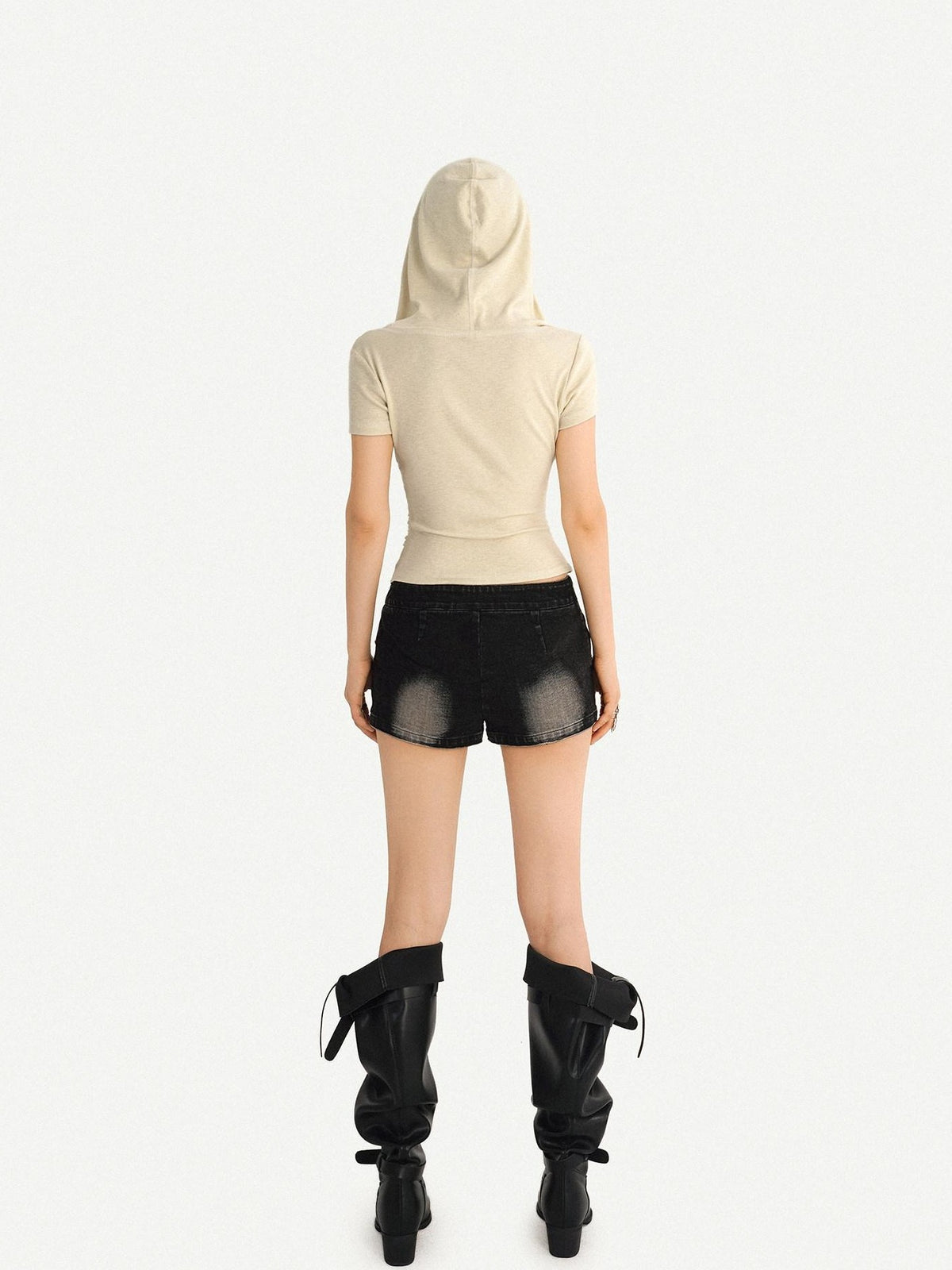 Nico Molly Black Punk Studded Heavy Washed Ripped Low Waist Women&