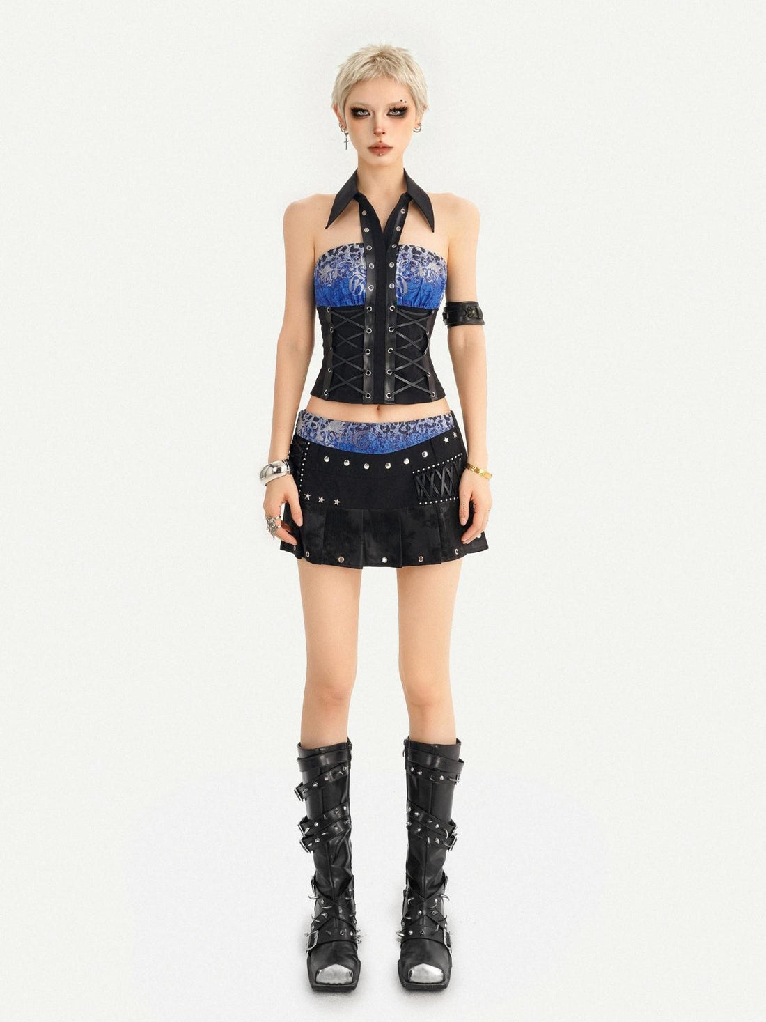 Nico Molly Black Punk Studded Star Embellished Women&