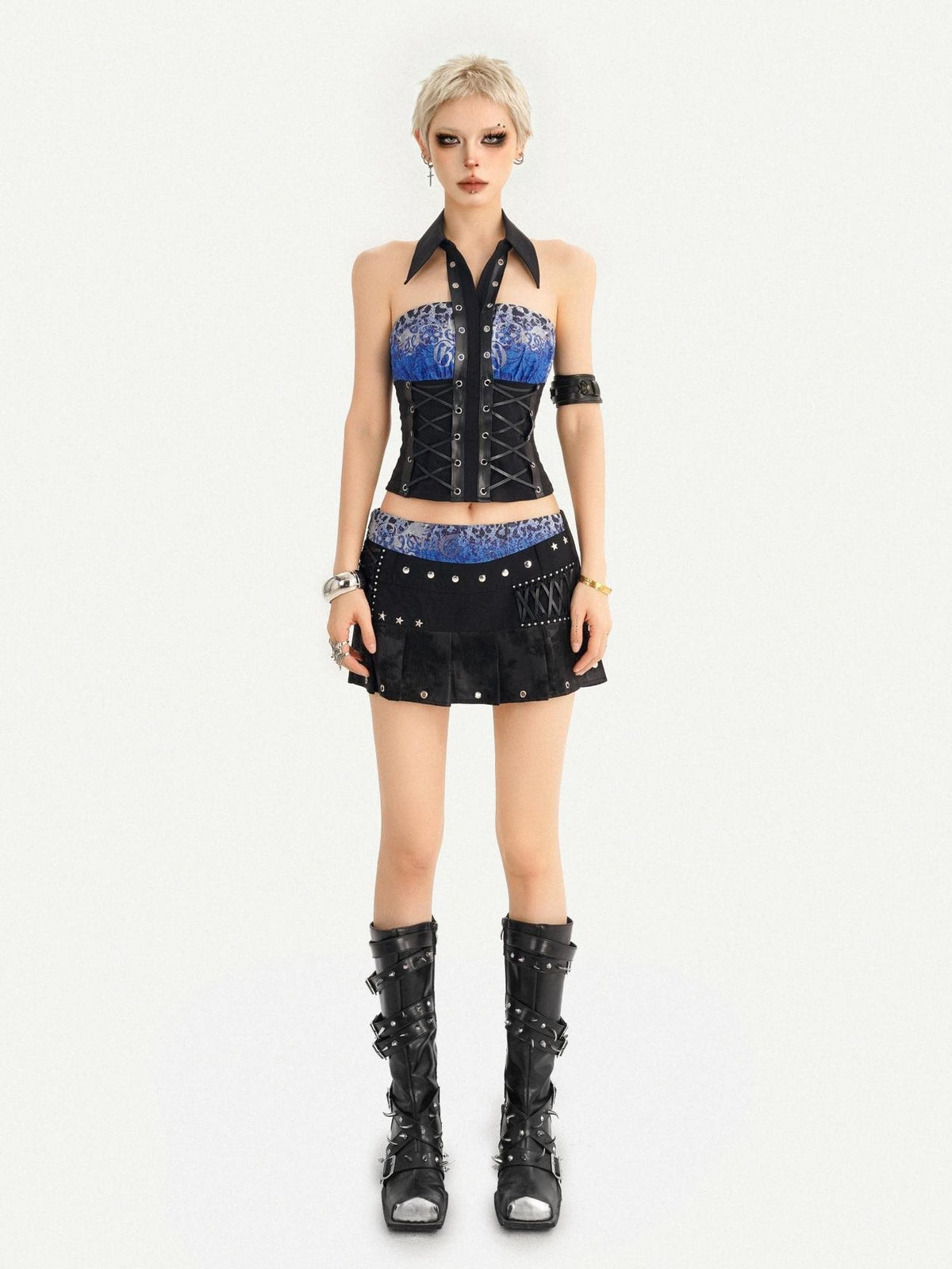 Nico Molly Black Punk Studded Star Embellished Women&