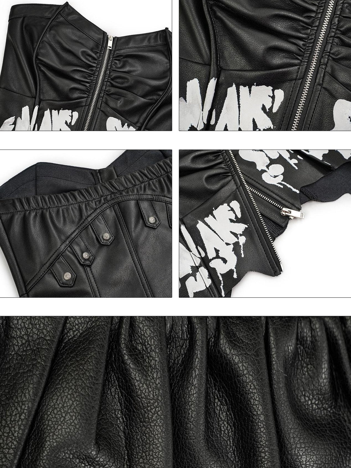 Nico Molly Black Punk Zippered Cropped Bustier Waist Cinch Women&