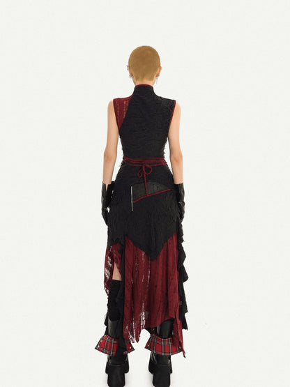 Nico Molly Black Qipao Stand Collar Sleeveless Gothic Women&