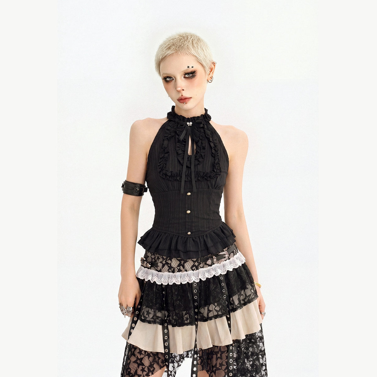 Nico_Molly_Black_Street_Goth_Asymmetrical_Ruffle_Slim_Fit_Women&