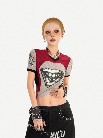 Nico Molly Black Street Ripped Graffiti Letter Loose Fit Women&