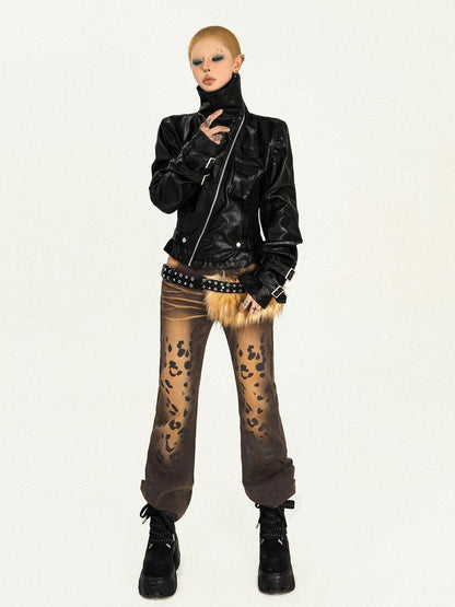 Nico Molly Black Zipper Slim Fit Street Cropped Notched Collar Women&