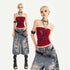 Nico_Molly_Blue_Printed_Slim_Fit_Cropped_Punk_Slimming_Women&