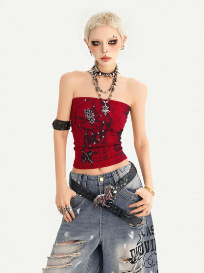 Nico Molly Blue Printed Slim Fit Cropped Punk Slimming Women&