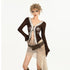 Nico_Molly_Brown_Lace_Patchwork_V-neck_Tie_Slim_Women&
