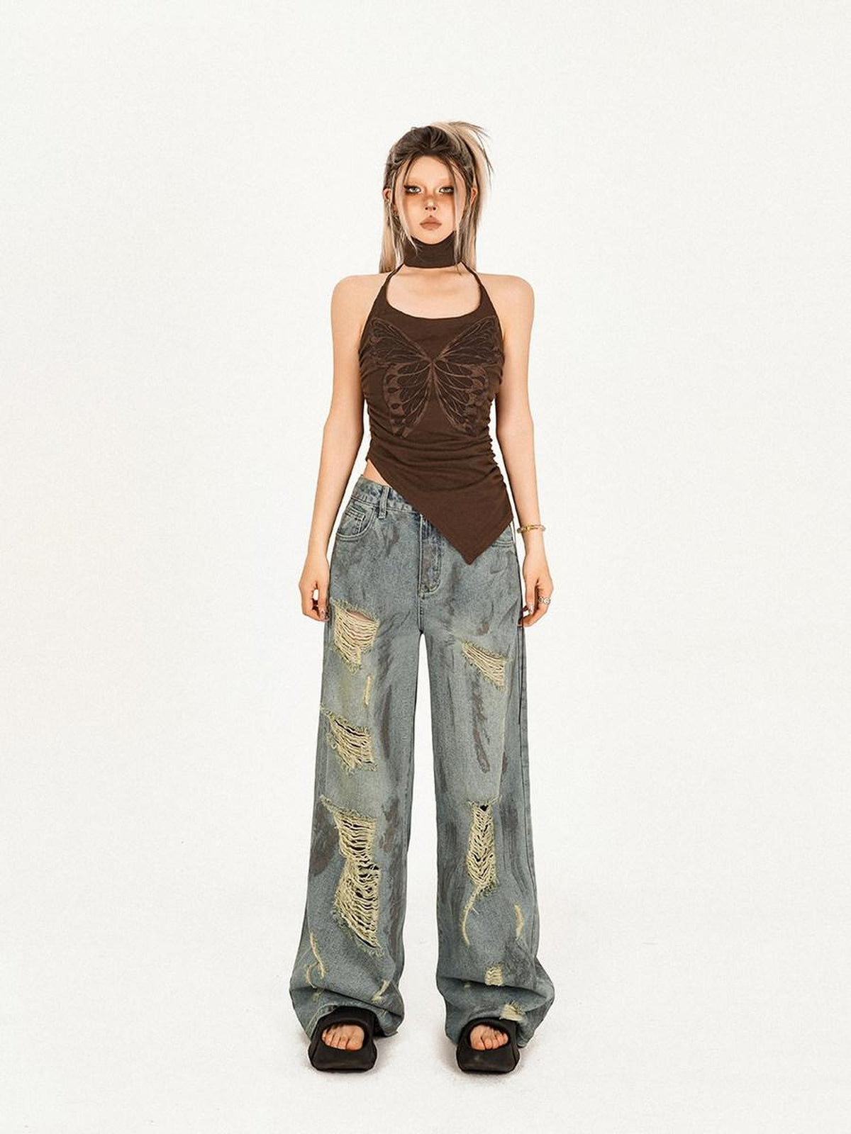 Nico Molly Brown Vintage Butterfly Slim Fit Women&