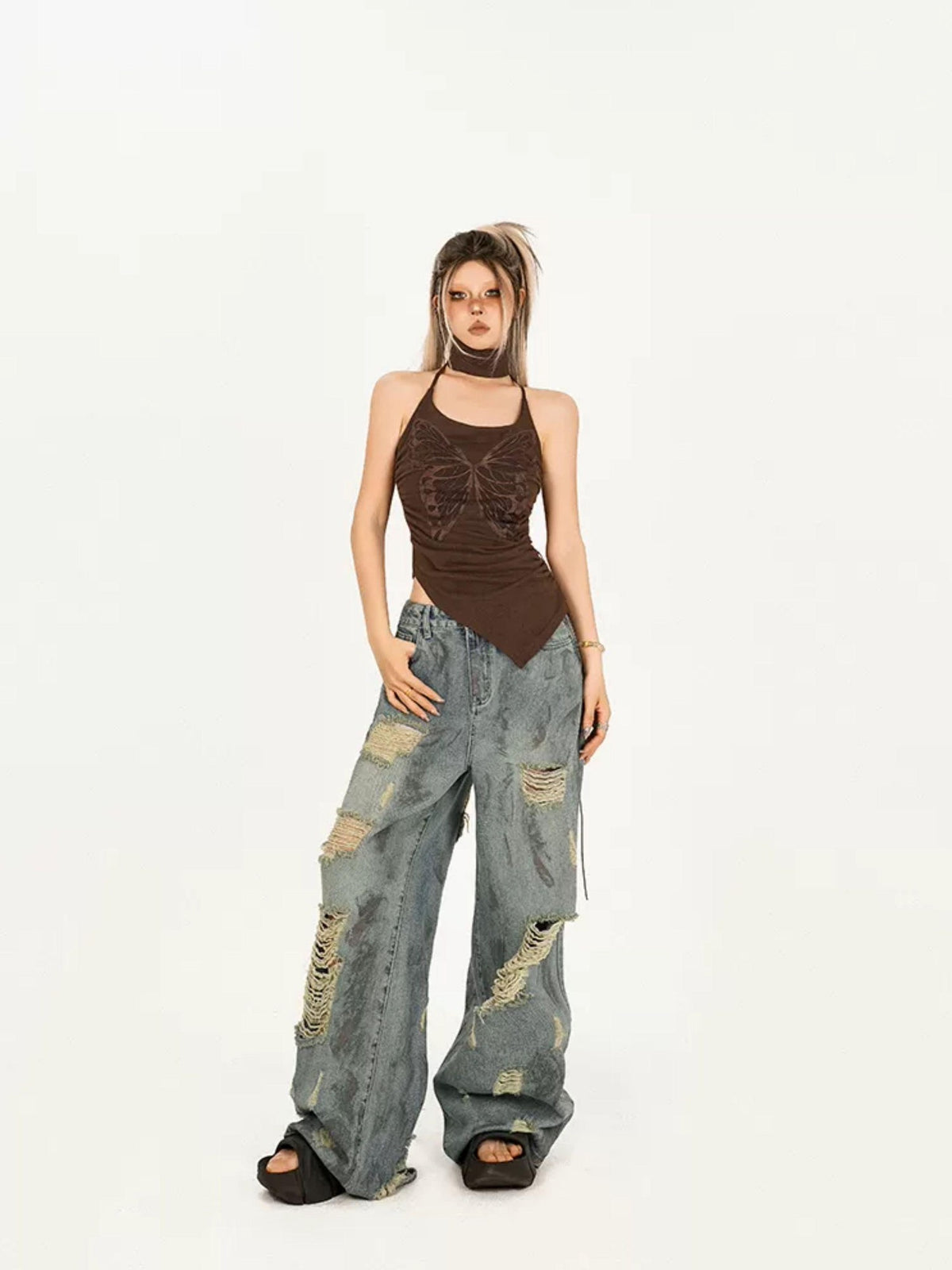 Nico Molly Brown Vintage Butterfly Slim Fit Women&