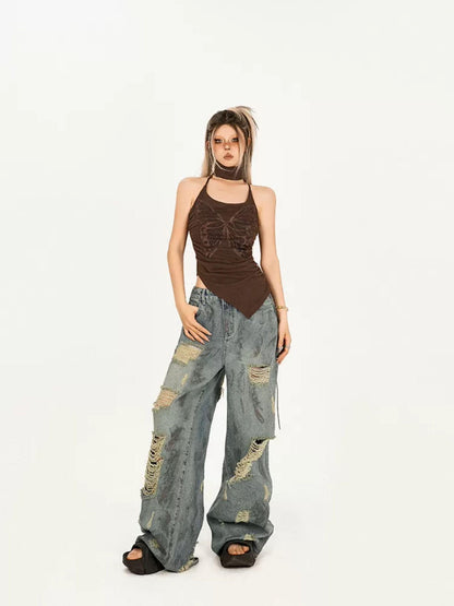 Nico Molly Brown Vintage Butterfly Slim Fit Women&