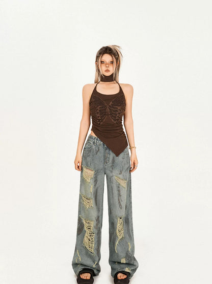 Nico Molly Brown Vintage Butterfly Slim Fit Women&