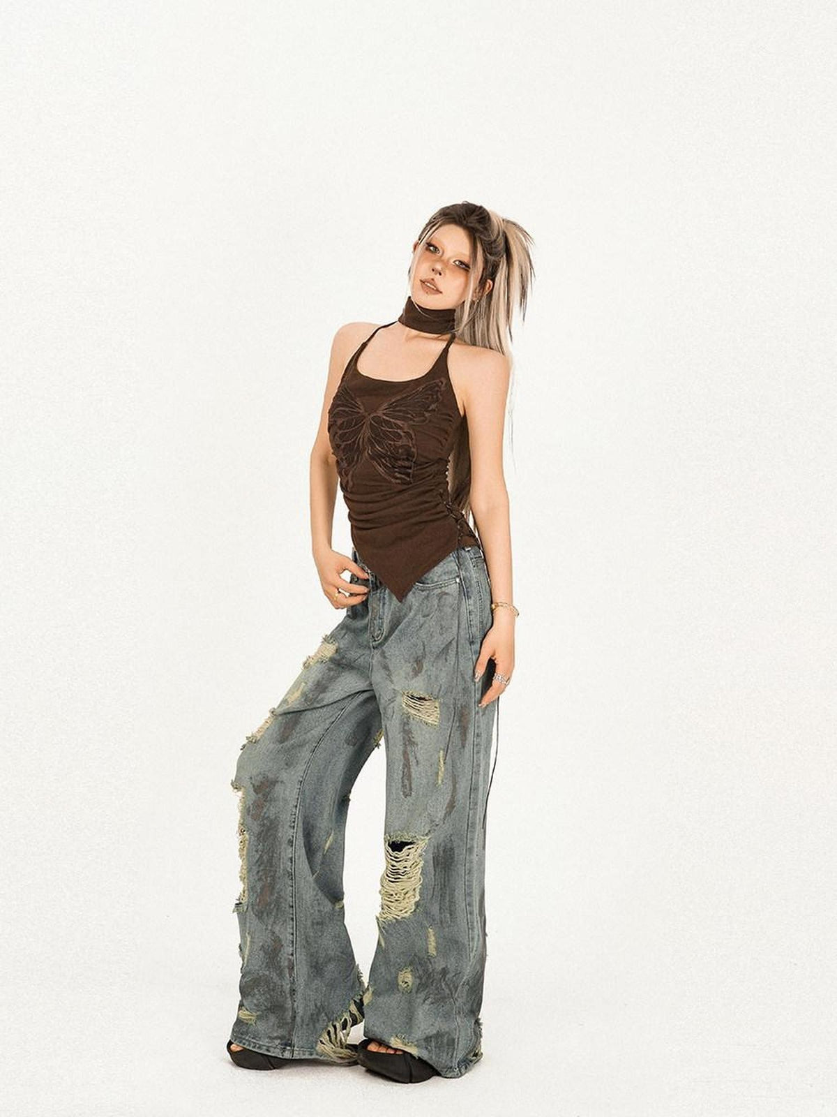 Nico Molly Brown Vintage Butterfly Slim Fit Women&