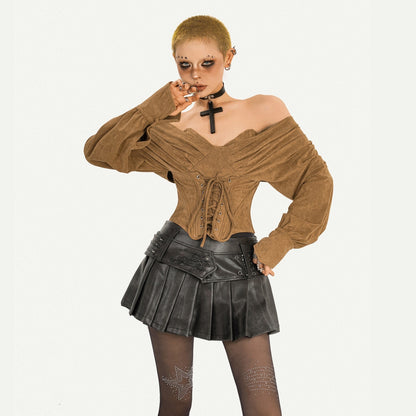 Nico_Molly_Caramel_One_Shoulder_Boned_Bustier_Tie_Women&