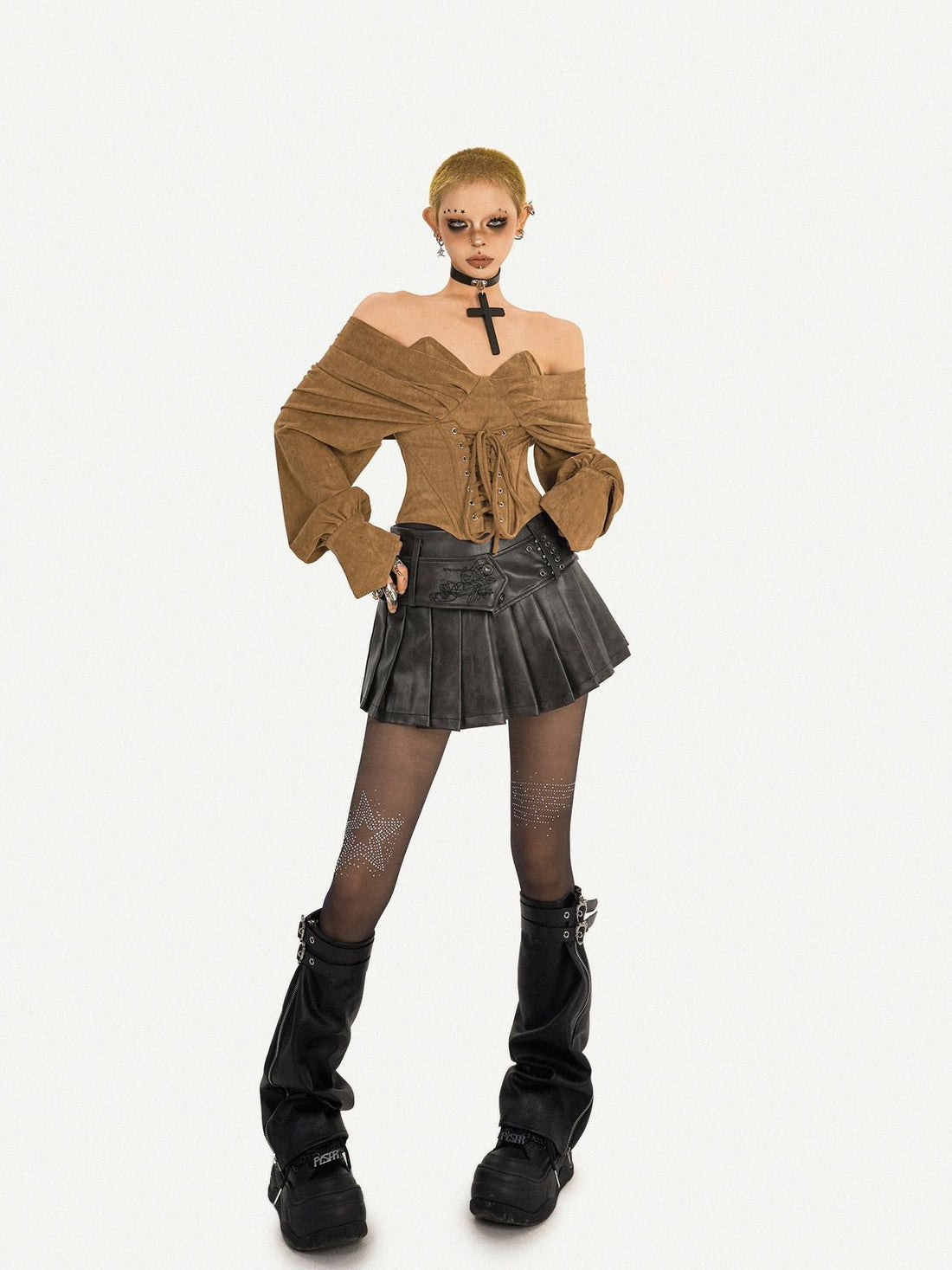 Nico Molly Caramel One Shoulder Boned Bustier Tie Women&