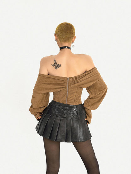 Nico Molly Caramel One Shoulder Boned Bustier Tie Women&