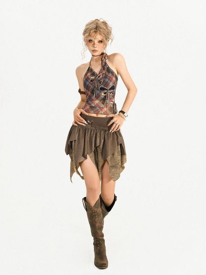 Nico Molly Coffee Asymmetrical Fringe Solid Vintage Women&