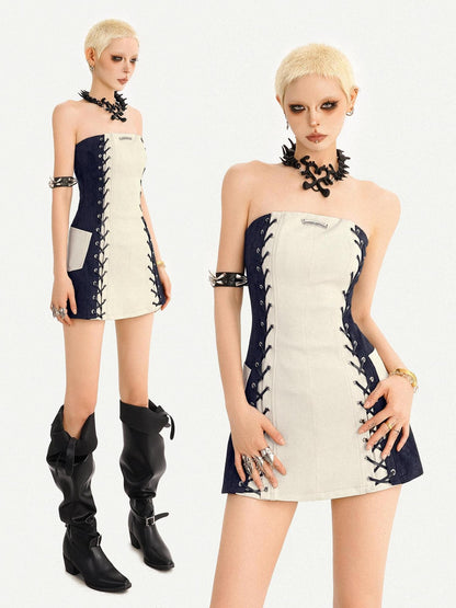 Nico Molly Colorblock Lace Up Slim Fit Bodycon Women&