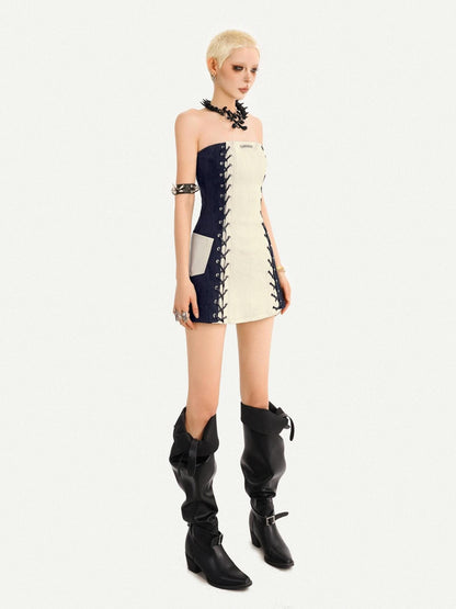 Nico Molly Colorblock Lace Up Slim Fit Bodycon Women&