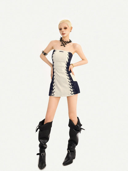 Nico Molly Colorblock Lace Up Slim Fit Bodycon Women&