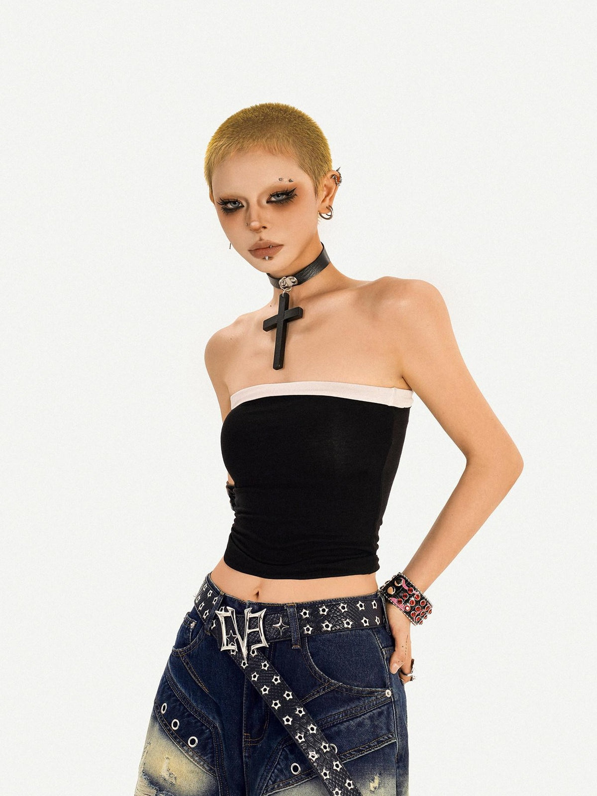 Nico Molly Colorblock Spliced Double Layer Slim Fit Stretch Women&