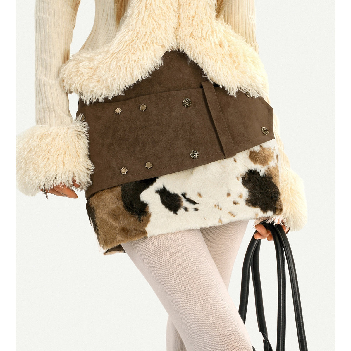 Nico_Molly_Cow_Print_Plush_Patchwork_Distressed_Low_Waist_Women&
