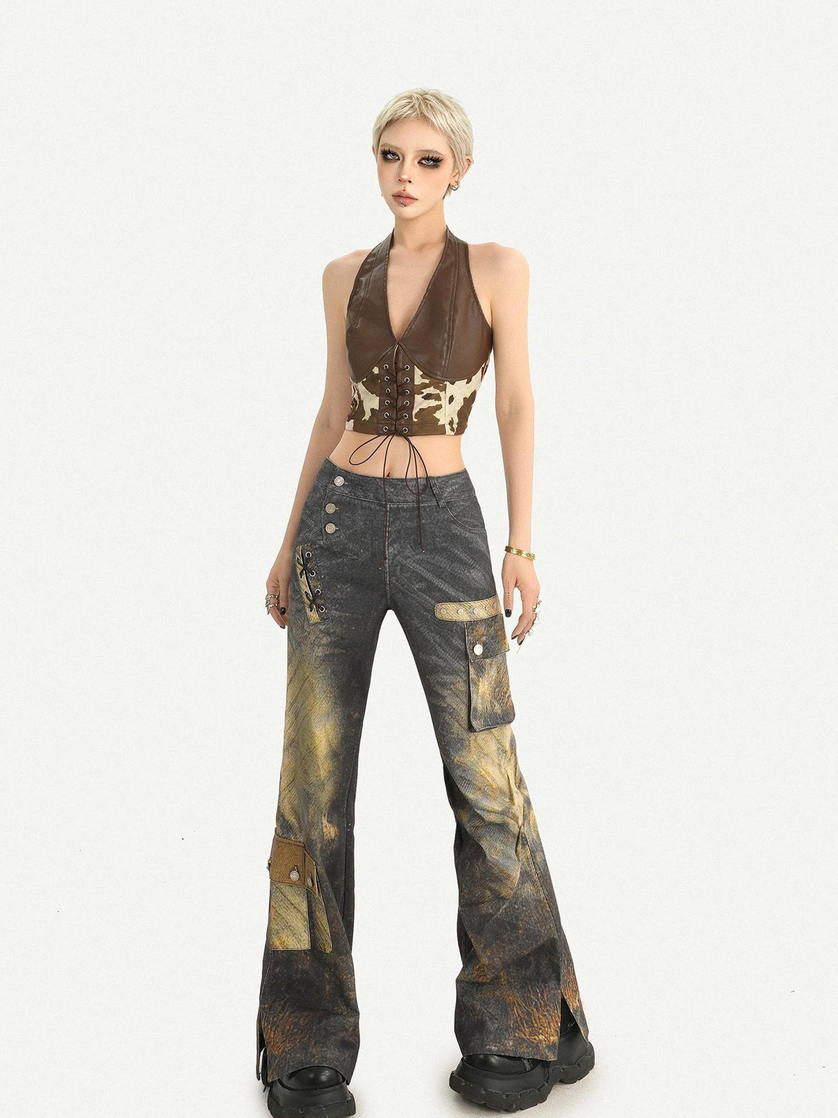 Nico Molly Cropped V-neck Tie Waist Slim Fit Women&
