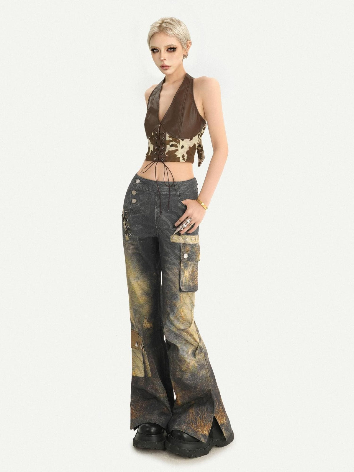 Nico Molly Cropped V-neck Tie Waist Slim Fit Women&