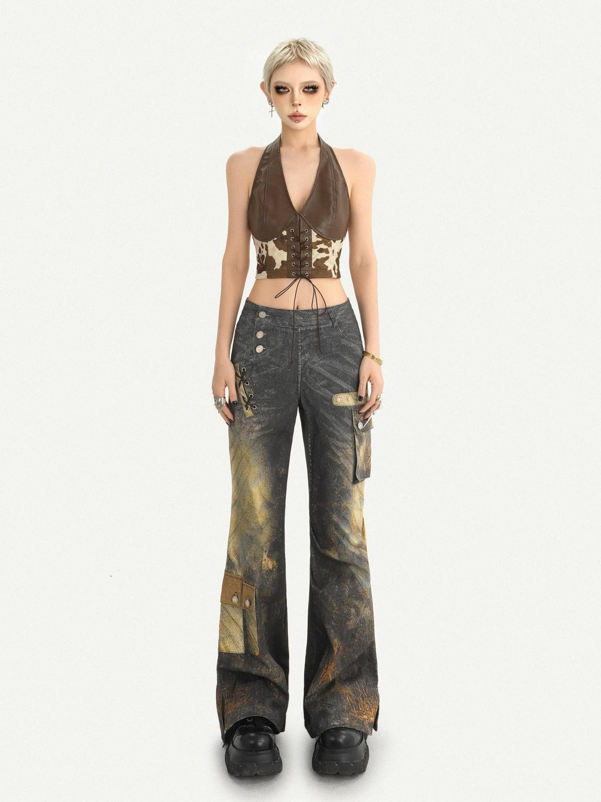Nico Molly Cropped V-neck Tie Waist Slim Fit Women&