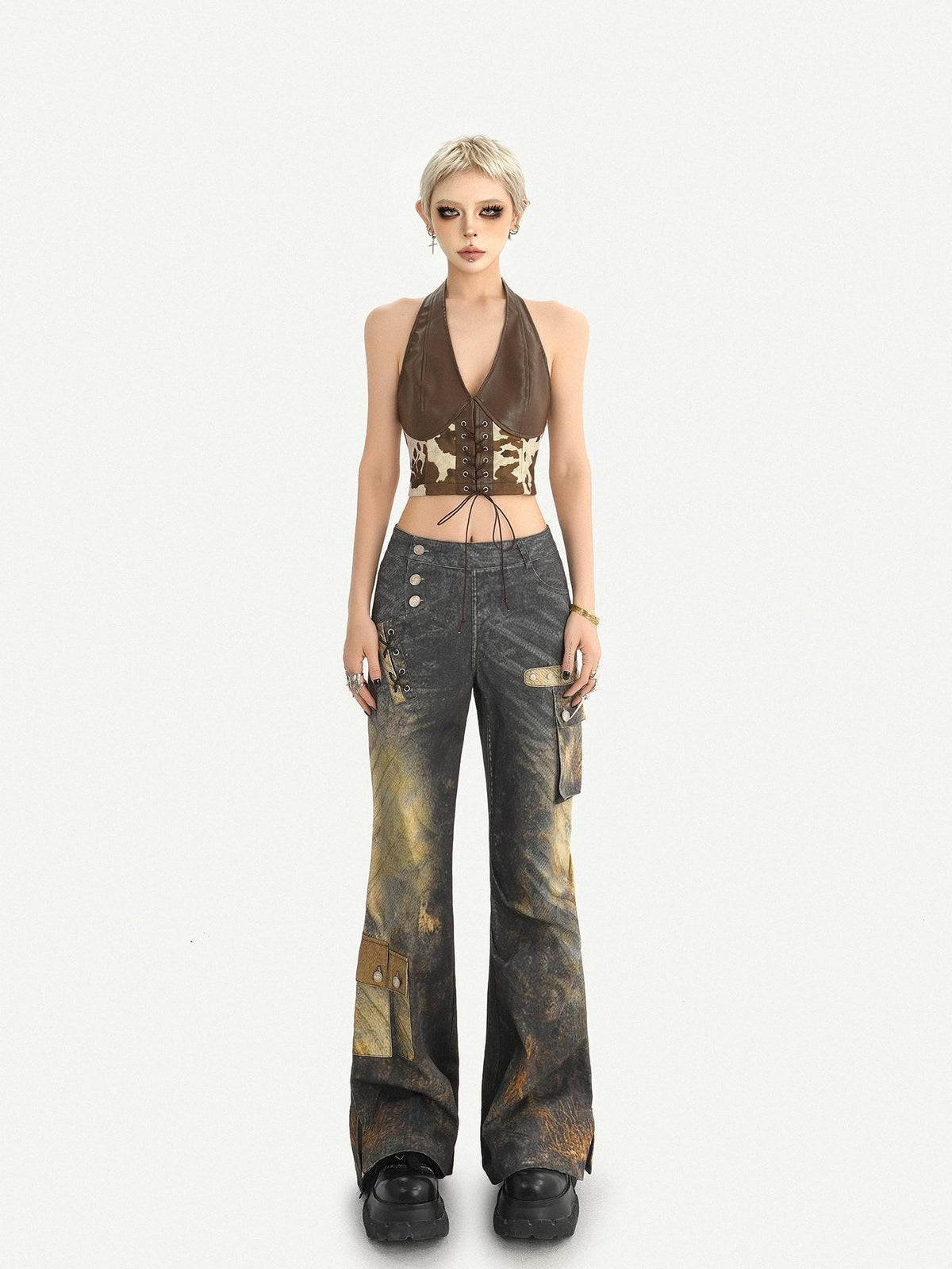 Nico Molly Cropped V-neck Tie Waist Slim Fit Women&