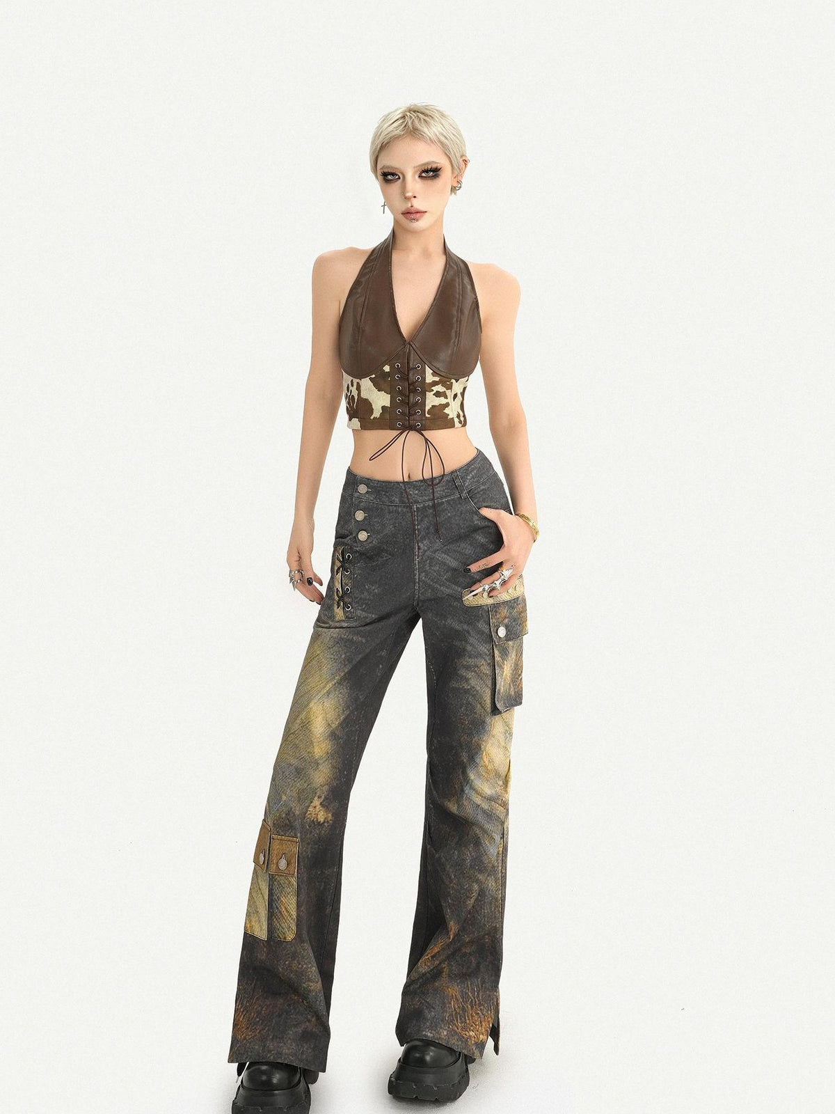 Nico Molly Cropped V-neck Tie Waist Slim Fit Women&