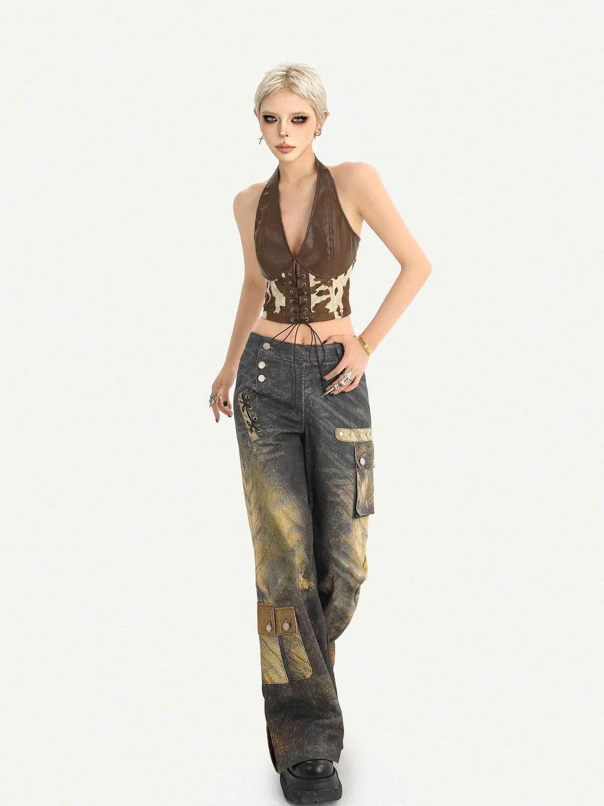 Nico Molly Cropped V-neck Tie Waist Slim Fit Women&