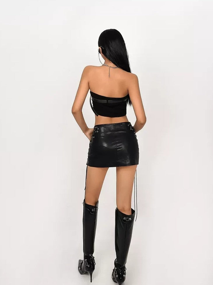 Nico Molly Cropped Vintage Workwear Wrap Chest Backless Slim Fit Women&