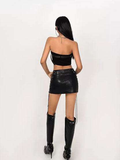 Nico Molly Cropped Vintage Workwear Wrap Chest Backless Slim Fit Women&