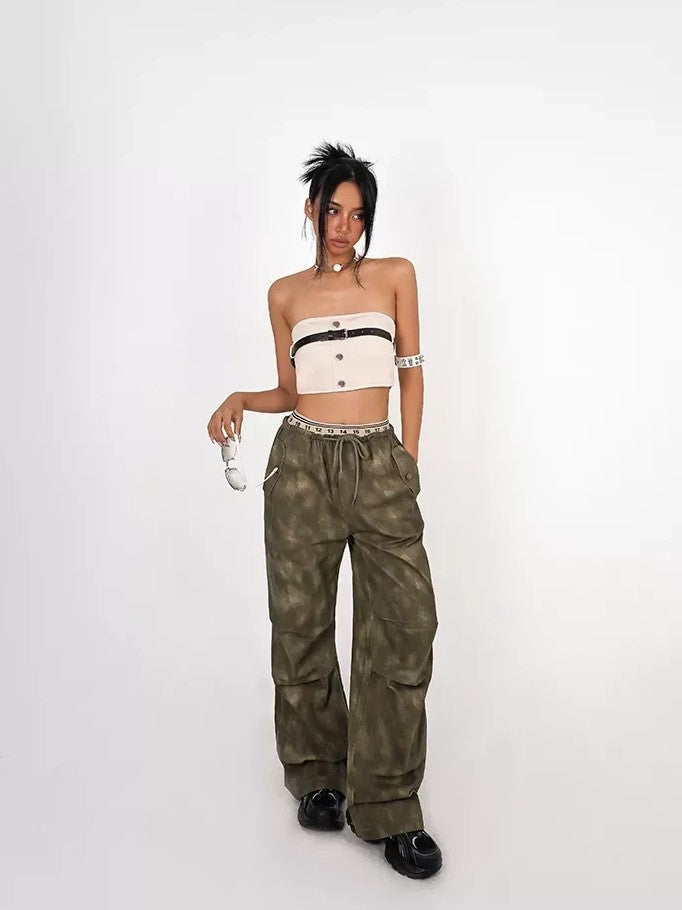 Nico Molly Cropped Vintage Workwear Wrap Chest Backless Slim Fit Women&