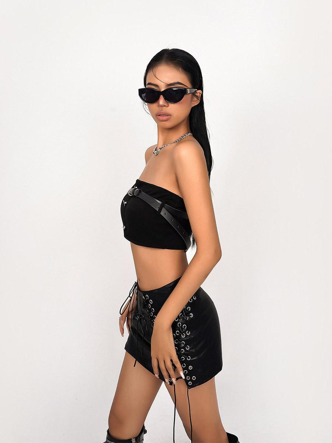 Nico Molly Cropped Vintage Workwear Wrap Chest Backless Slim Fit Women&
