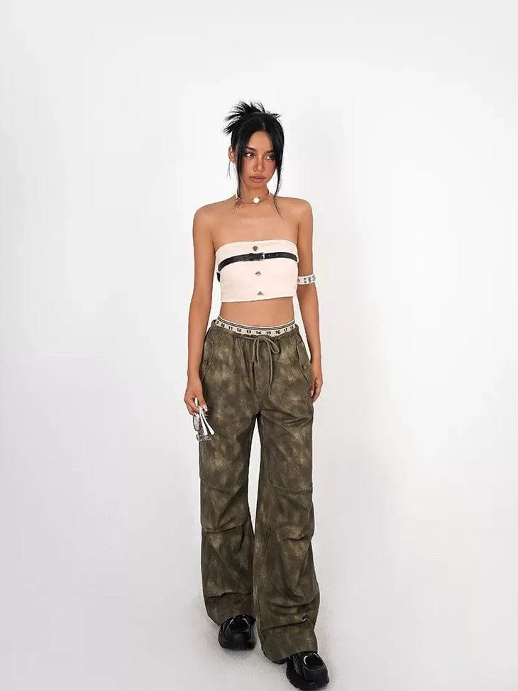 Nico Molly Cropped Vintage Workwear Wrap Chest Backless Slim Fit Women&