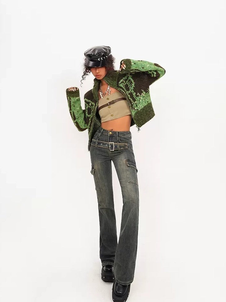 Nico Molly Cropped Vintage Workwear Wrap Chest Backless Slim Fit Women&