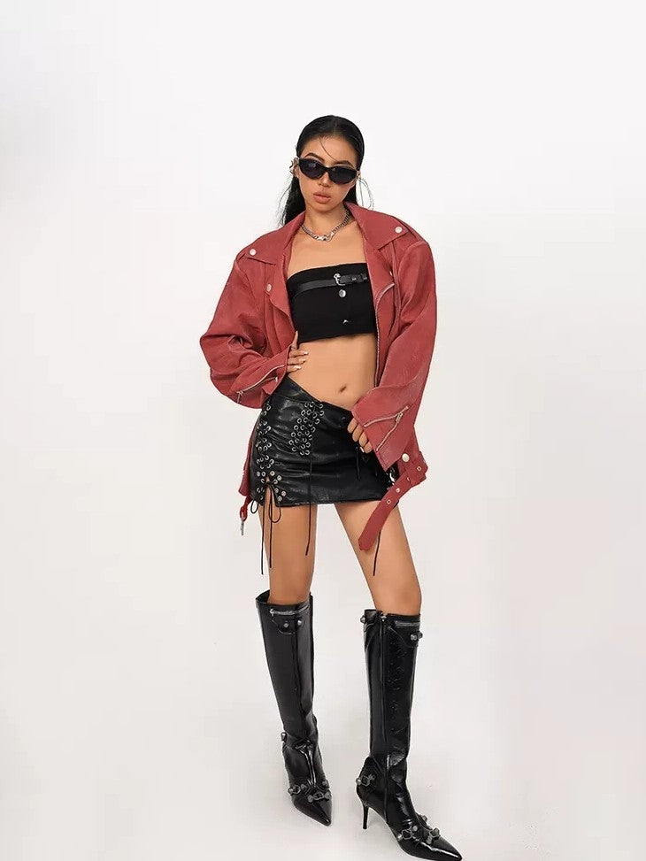 Nico Molly Cropped Vintage Workwear Wrap Chest Backless Slim Fit Women&